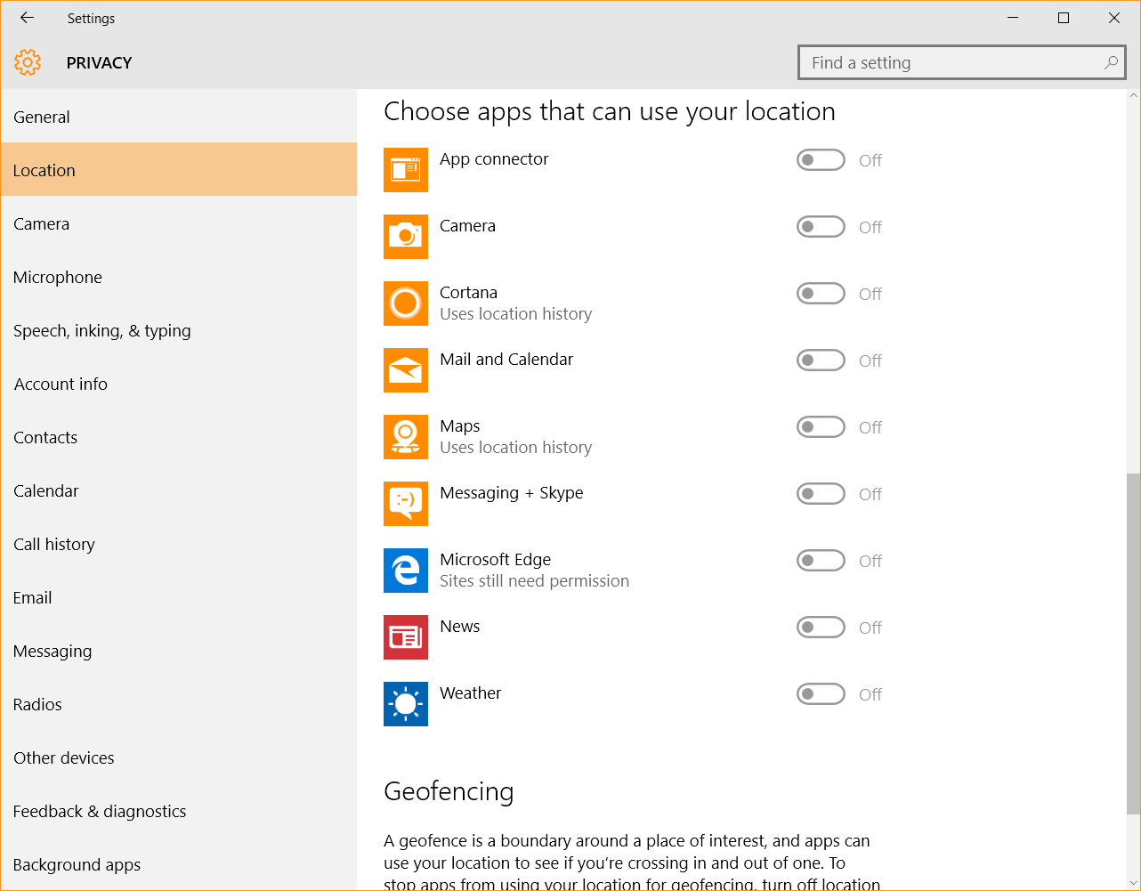 Windows 10 Security Guide - Location Privacy Settings