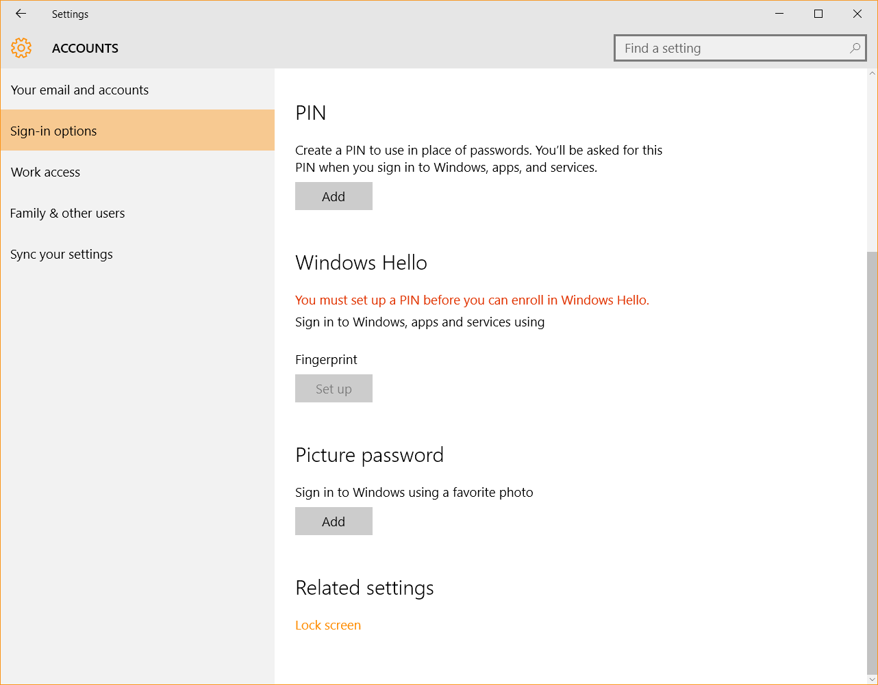 Windows 10 Security Guide - Sign In Options