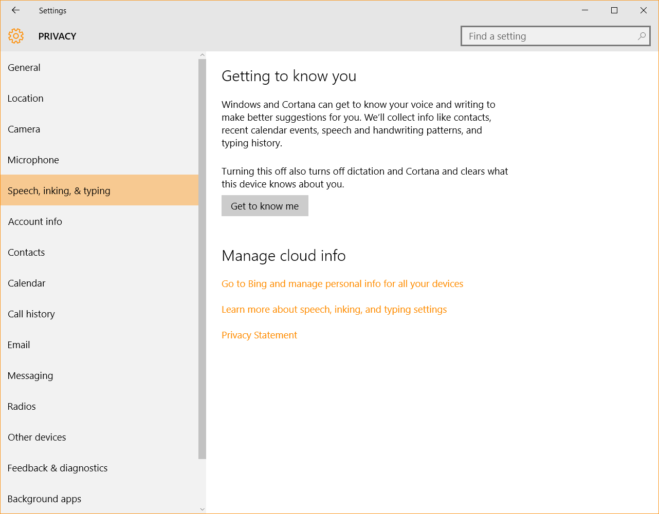 Windows 10 Security Guide - Speech, Inking and Typing Privacy Settings