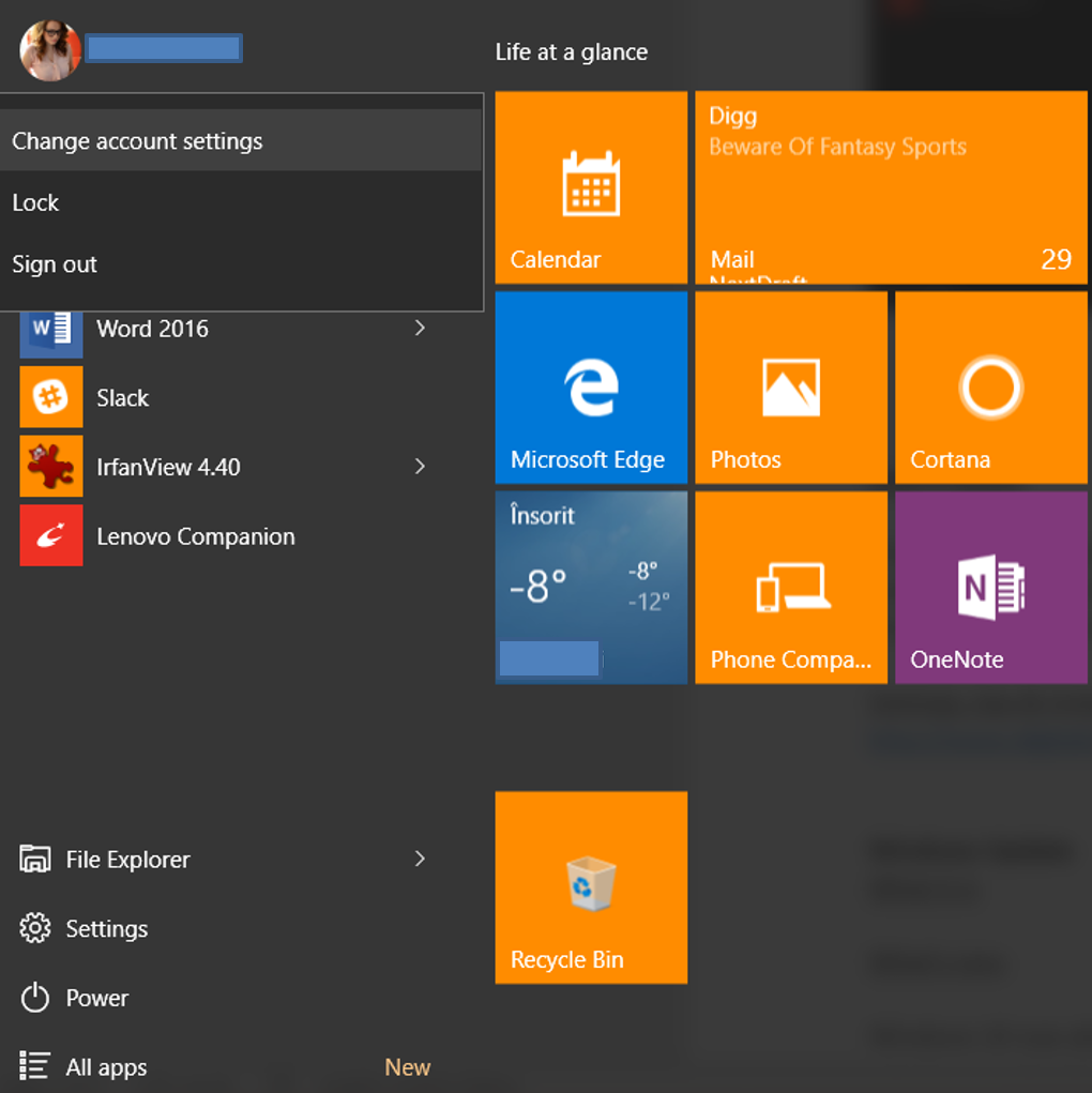 Windows 10 Security Guide - Start Menu