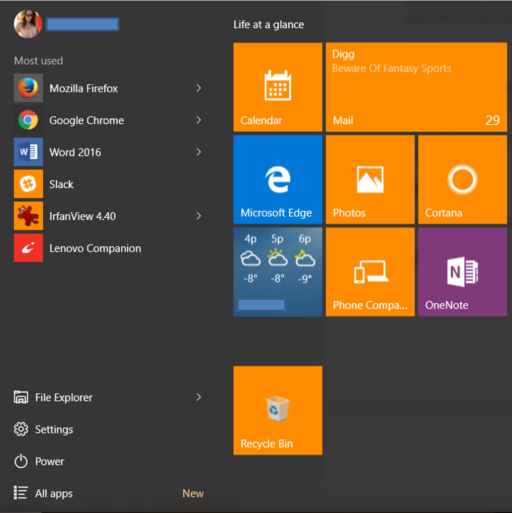 Windows 10 Security Guide - Start Menu