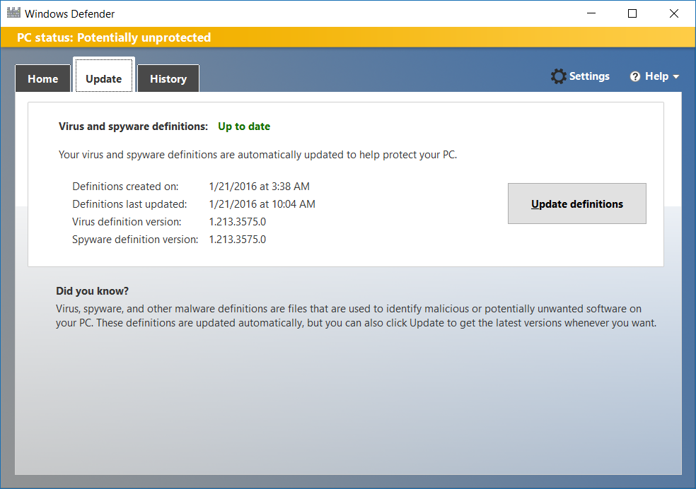 Windows 10 Security Guide - Windows Defender Auto Update