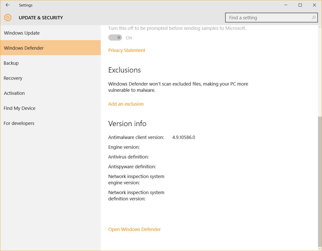 Windows 10 Security Guide - Windows Defender